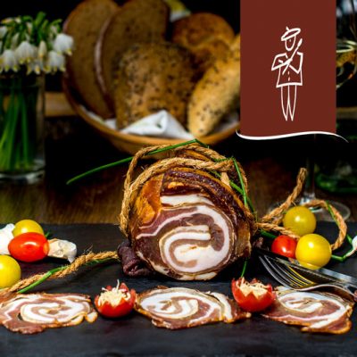 Meineck-ProdukteFarbtupfer Meineck FARBTUPFER Gerollter Bauch vom Schwein